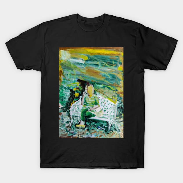 Sitting on a bench painting T-Shirt by MihaiCotiga Art